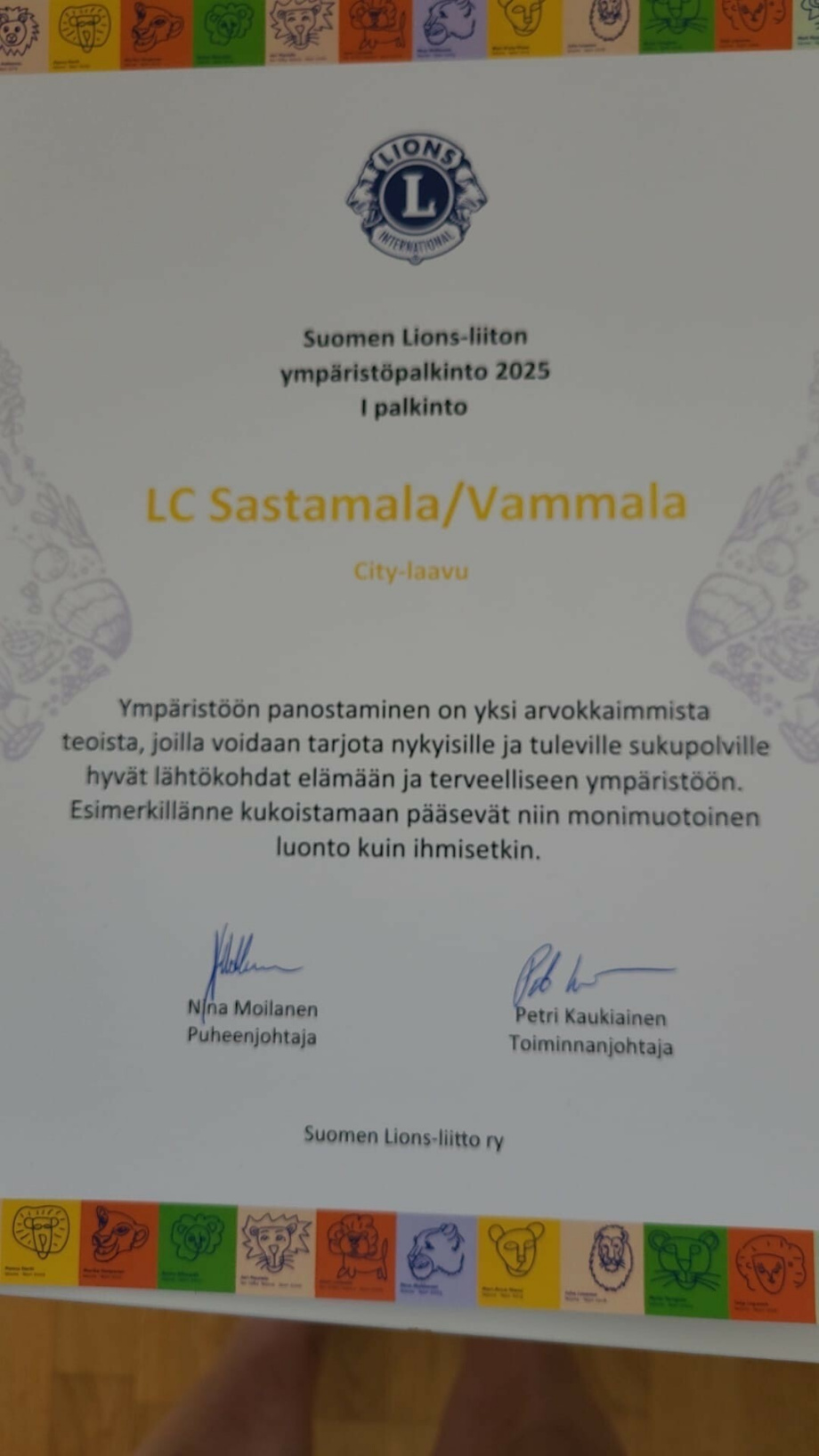 Ympäristöpalkinto plakaati